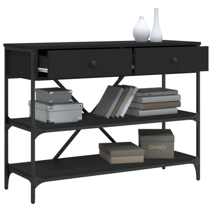 vidaXL Console Table with Drawers and Shelves Black Engineered Wood