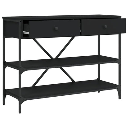 vidaXL Console Table with Drawers and Shelves Black Engineered Wood