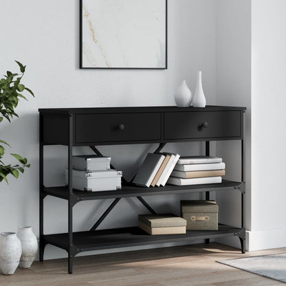 vidaXL Console Table with Drawers and Shelves Black Engineered Wood