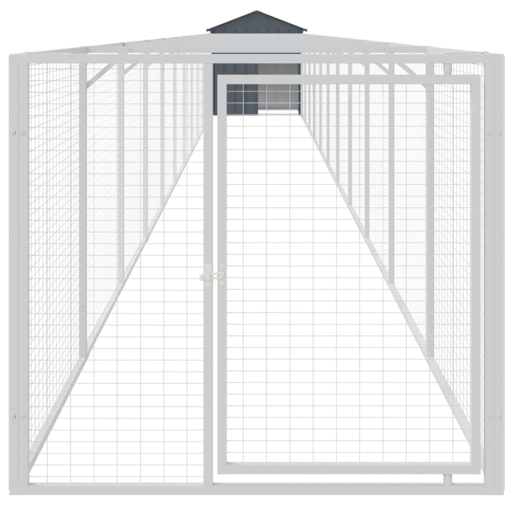 vidaXL Dog House with Roof Anthracite 117x1221x123 cm Galvanised Steel 3