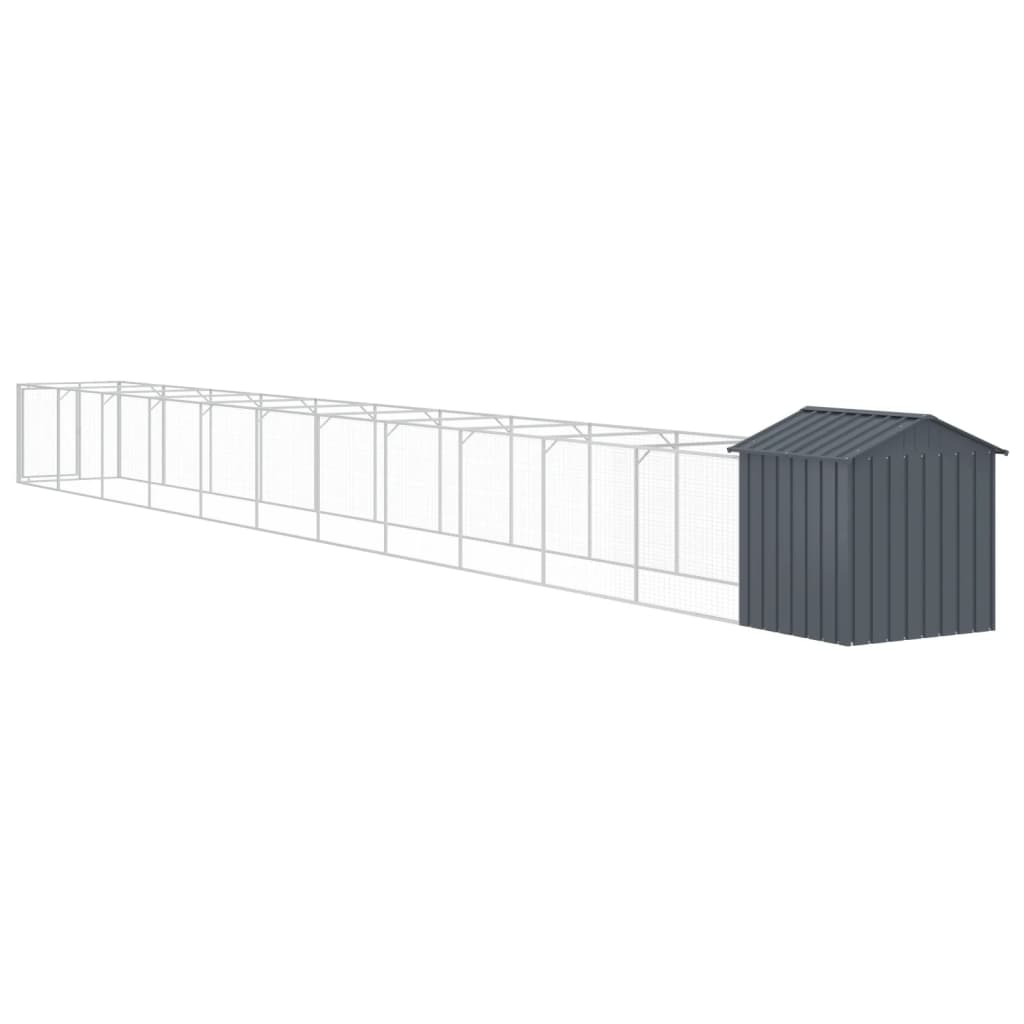 vidaXL Dog House with Roof Anthracite 117x1221x123 cm Galvanised Steel 5