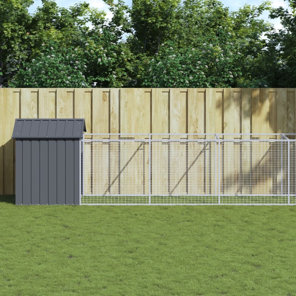 vidaXL Dog House with Roof Anthracite 117x1221x123 cm Galvanised Steel 1