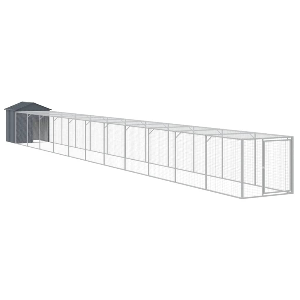 vidaXL Chicken Cage with Run Anthracite 117x1221x123 cm Galvanised Steel 2
