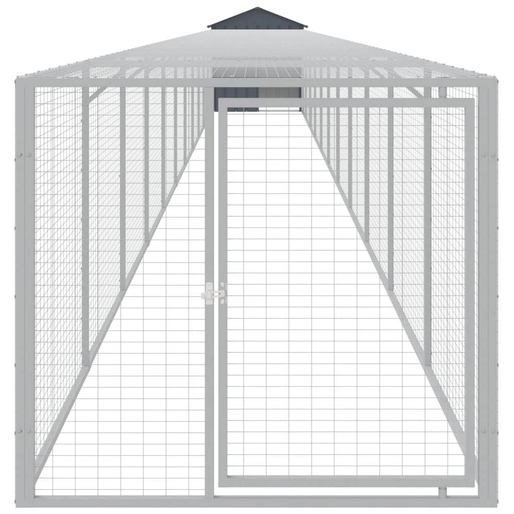 vidaXL Chicken Cage with Run Anthracite 117x1221x123 cm Galvanised Steel 3
