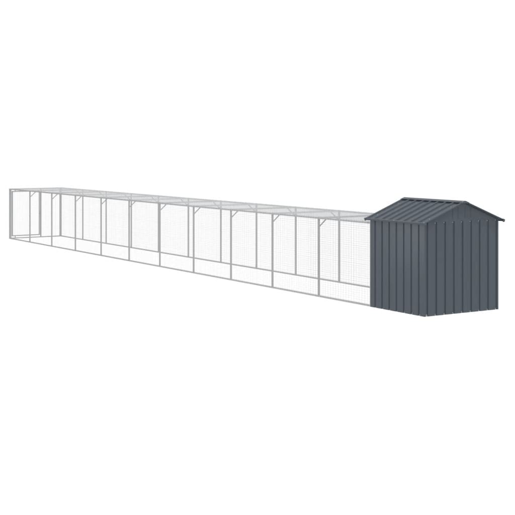 vidaXL Chicken Cage with Run Anthracite 117x1221x123 cm Galvanised Steel 5