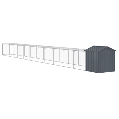 vidaXL Chicken Cage with Run Anthracite 117x1221x123 cm Galvanised Steel 5