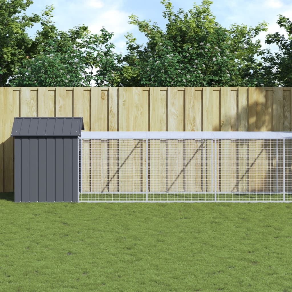 vidaXL Chicken Cage with Run Anthracite 117x1221x123 cm Galvanised Steel 1