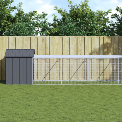 vidaXL Chicken Cage with Run Anthracite 117x1221x123 cm Galvanised Steel 1