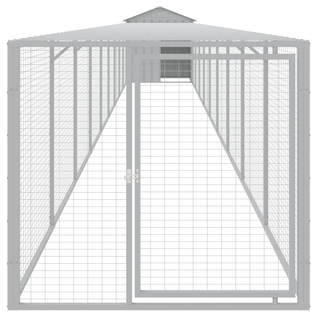 Chicken Cage with Run Galvanised Steel Light grey 117 x 1017 x 123 cm