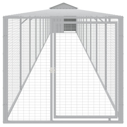 Chicken Cage with Run Galvanised Steel Light grey 117 x 1017 x 123 cm
