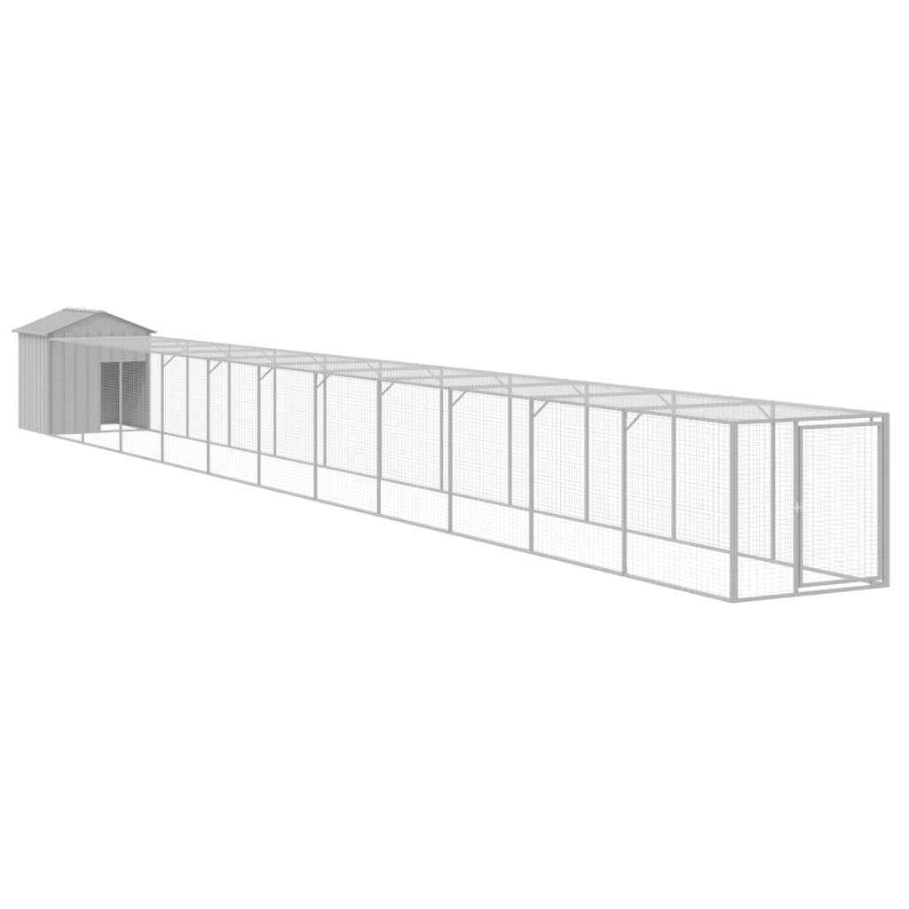 vidaXL Chicken Cage with Run Light Grey 117x1221x123 cm Galvanised Steel 2