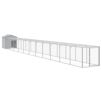 vidaXL Chicken Cage with Run Light Grey 117x1221x123 cm Galvanised Steel 2