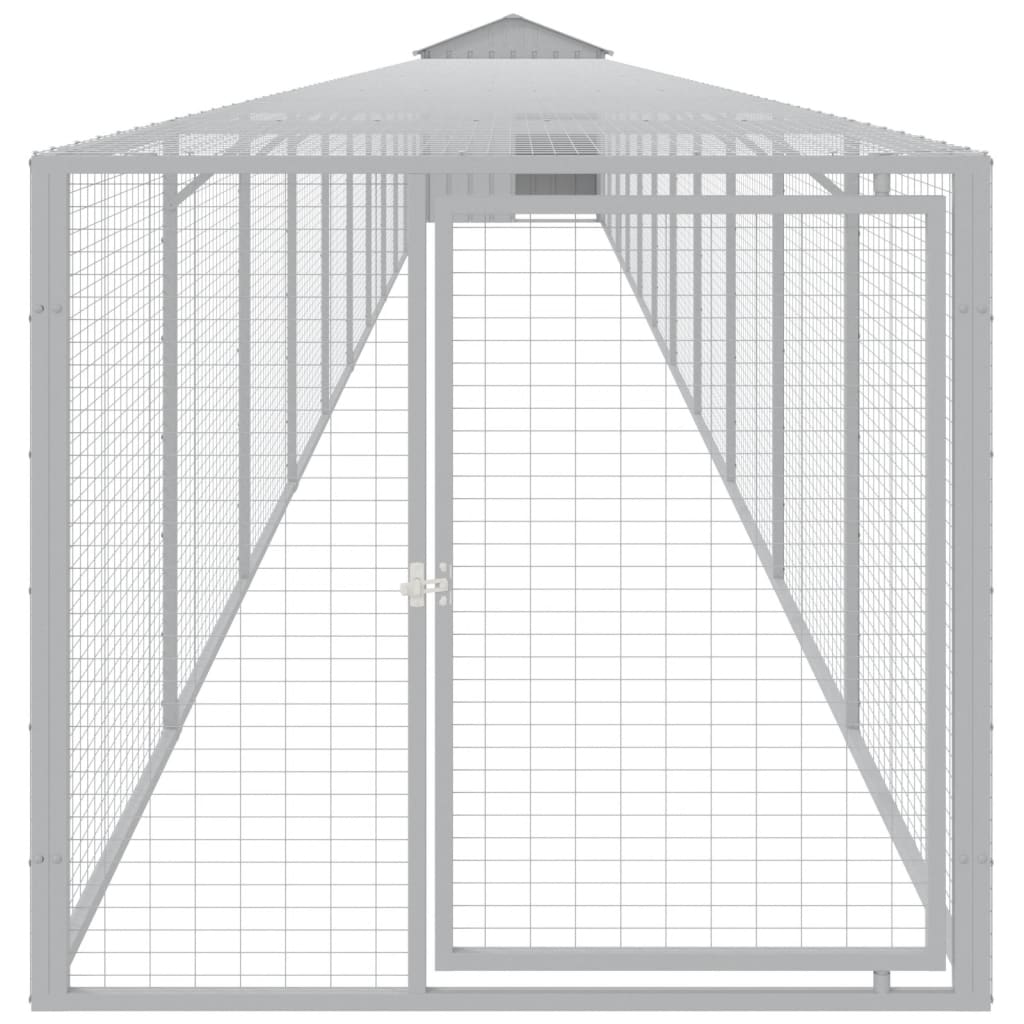 vidaXL Chicken Cage with Run Light Grey 117x1221x123 cm Galvanised Steel 3