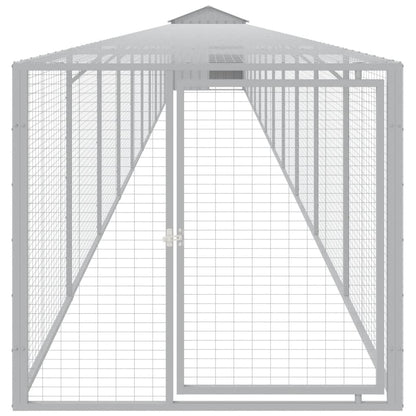 vidaXL Chicken Cage with Run Light Grey 117x1221x123 cm Galvanised Steel 3