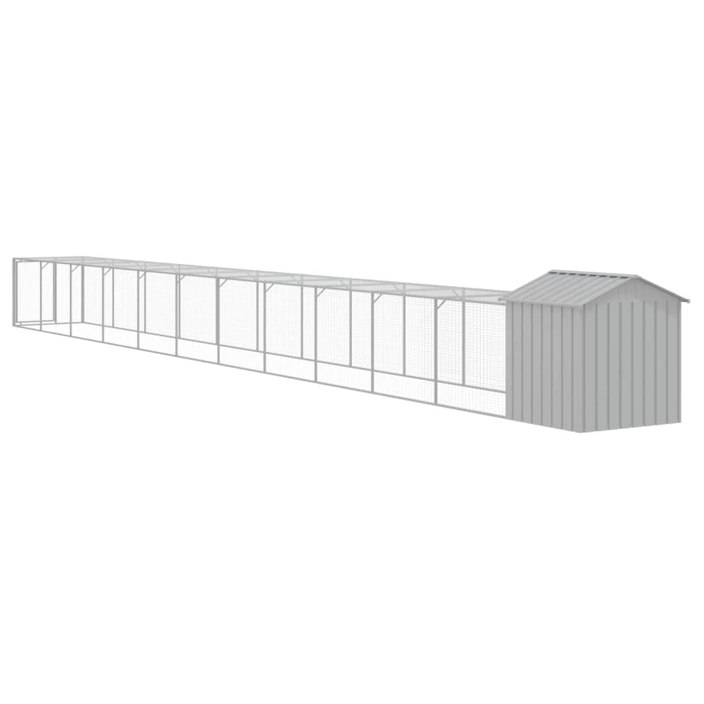 vidaXL Chicken Cage with Run Light Grey 117x1221x123 cm Galvanised Steel 5