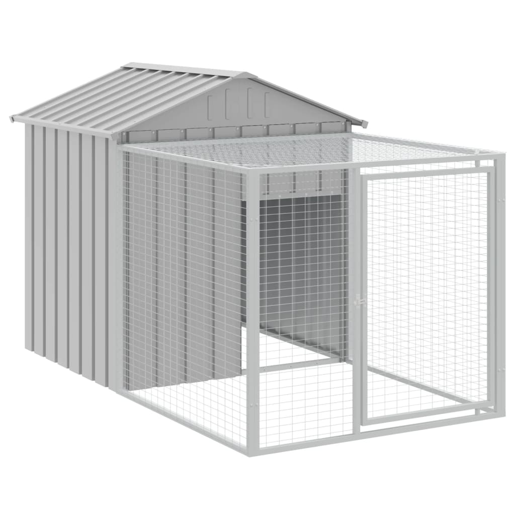 vidaXL Chicken Cage with Run Light Grey 117x1221x123 cm Galvanised Steel 6