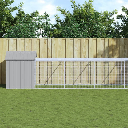 vidaXL Chicken Cage with Run Light Grey 117x1221x123 cm Galvanised Steel 1