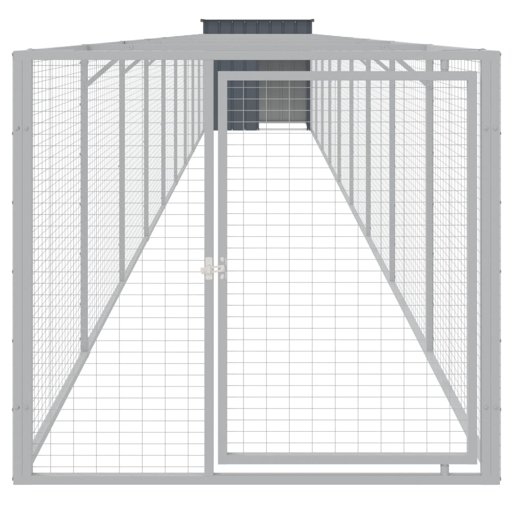 vidaXL Dog House with Run Anthracite 110x1017x110 cm Galvanised Steel 3