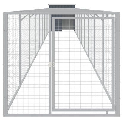 vidaXL Dog House with Run Anthracite 110x1017x110 cm Galvanised Steel 3