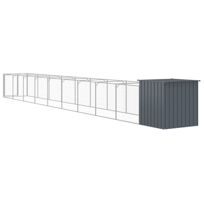 vidaXL Dog House with Run Anthracite 110x1017x110 cm Galvanised Steel 6