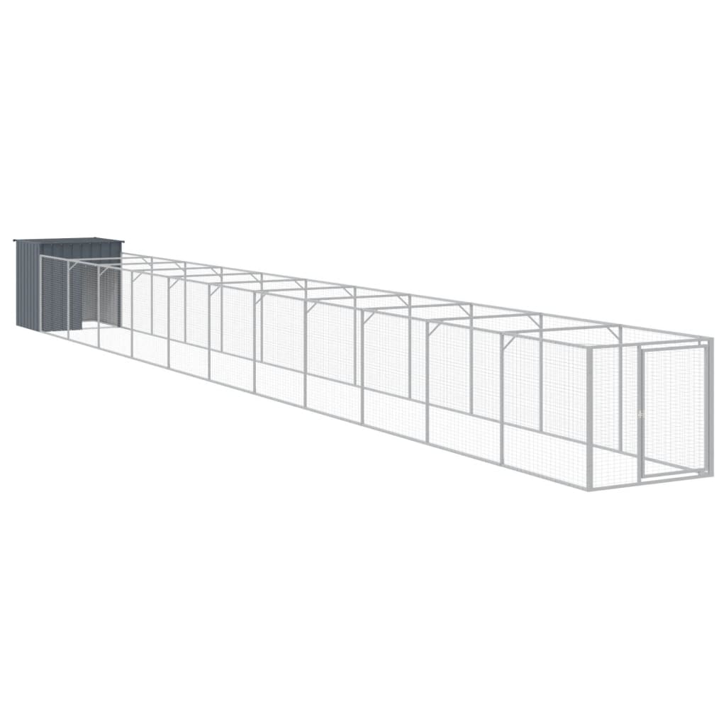 vidaXL Dog House with Run Anthracite 110x1221x110 cm Galvanised Steel 2