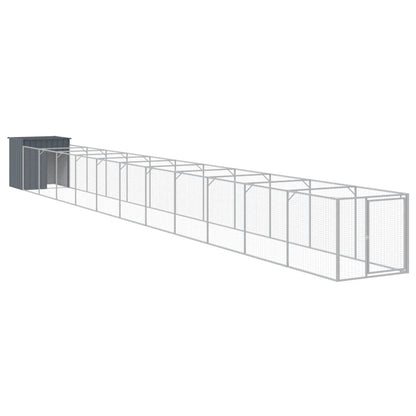 vidaXL Dog House with Run Anthracite 110x1221x110 cm Galvanised Steel 2
