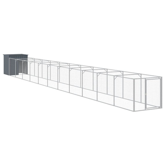 vidaXL Dog House with Run Anthracite 110x1221x110 cm Galvanised Steel 2