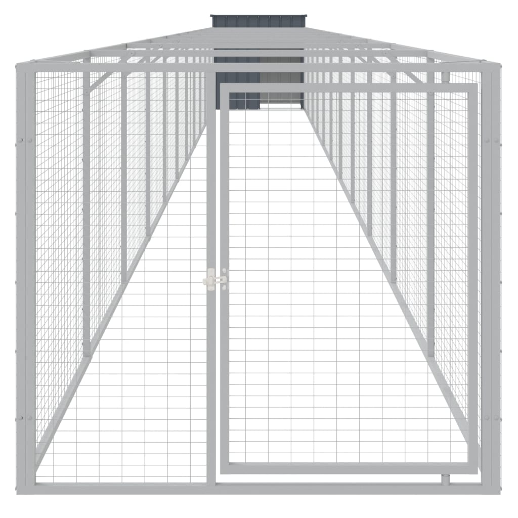 vidaXL Dog House with Run Anthracite 110x1221x110 cm Galvanised Steel 3
