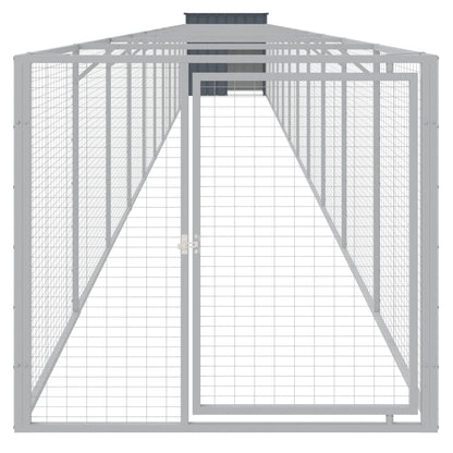 vidaXL Dog House with Run Anthracite 110x1221x110 cm Galvanised Steel 3