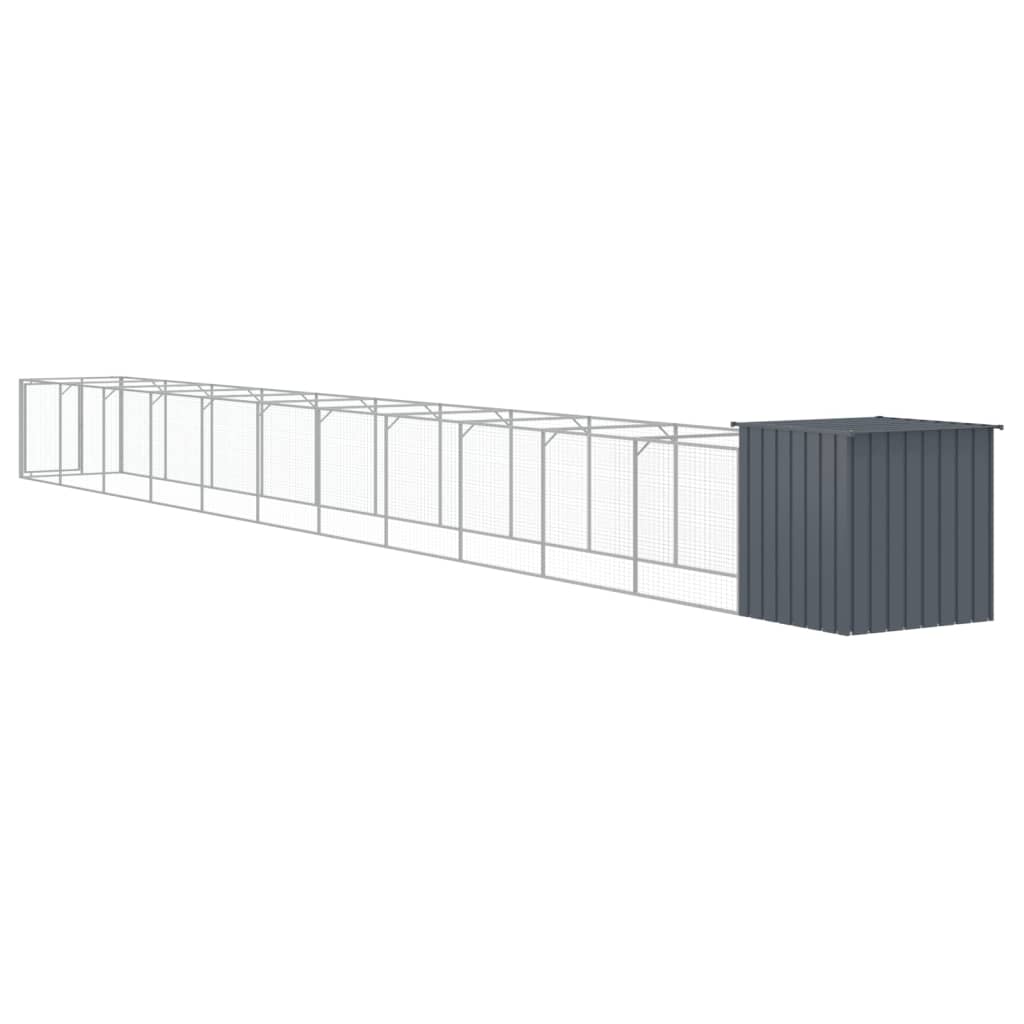 vidaXL Dog House with Run Anthracite 110x1221x110 cm Galvanised Steel 5