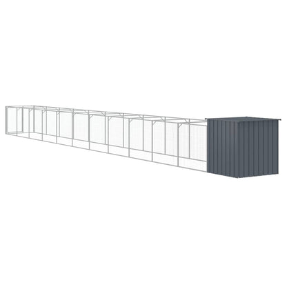 vidaXL Dog House with Run Anthracite 110x1221x110 cm Galvanised Steel 5