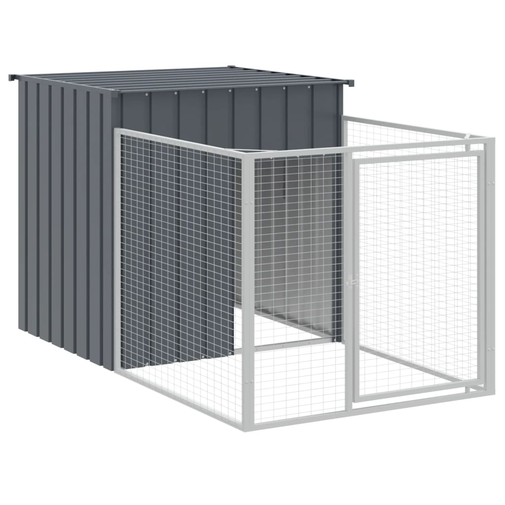 vidaXL Dog House with Run Anthracite 110x1221x110 cm Galvanised Steel 6