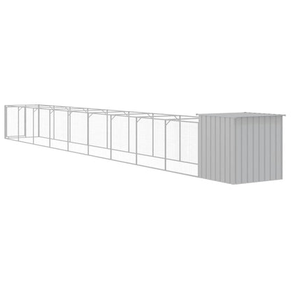 vidaXL Dog House with Run Light Grey 110x1017x110 cm Galvanised Steel 6