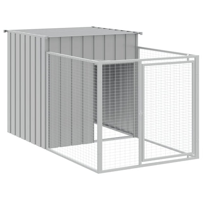 vidaXL Dog House with Run Light Grey 110x1017x110 cm Galvanised Steel 4