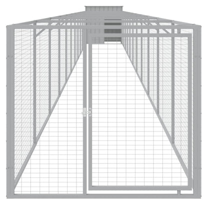 vidaXL Dog House with Run Light Grey 110x1221x110 cm Galvanised Steel 3