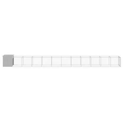 vidaXL Dog House with Run Light Grey 110x1221x110 cm Galvanised Steel 4