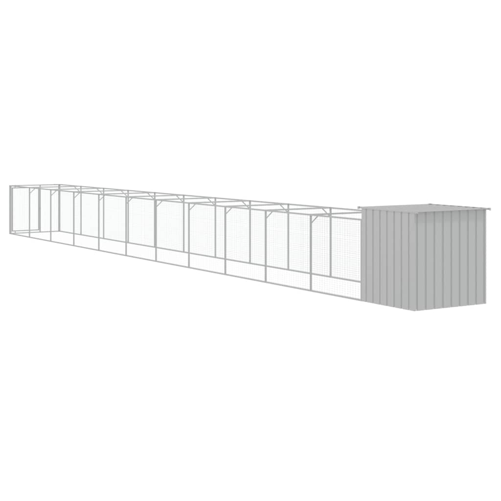 vidaXL Dog House with Run Light Grey 110x1221x110 cm Galvanised Steel 5