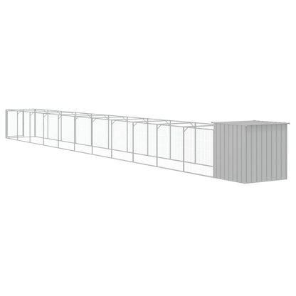 vidaXL Dog House with Run Light Grey 110x1221x110 cm Galvanised Steel 5