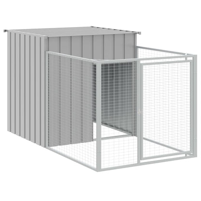 vidaXL Dog House with Run Light Grey 110x1221x110 cm Galvanised Steel 6