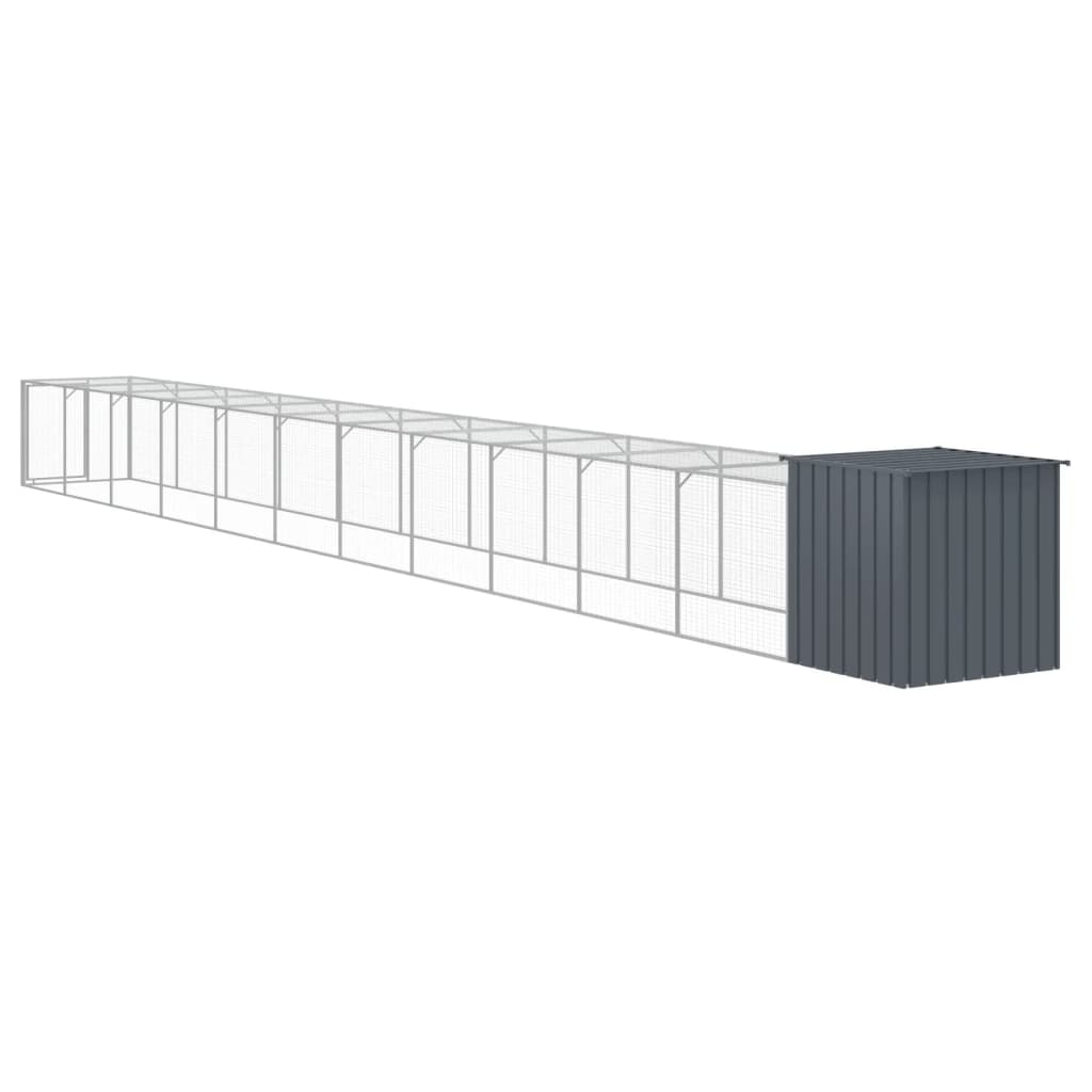 vidaXL Chicken Cage with Run Anthracite 110x1221x110 cm Galvanised Steel 5