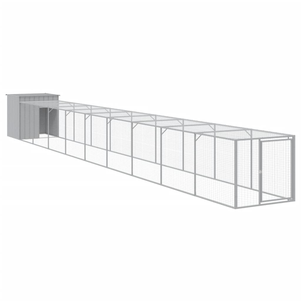 vidaXL Chicken Cage with Run Light Grey 110x1017x110 cm 2
