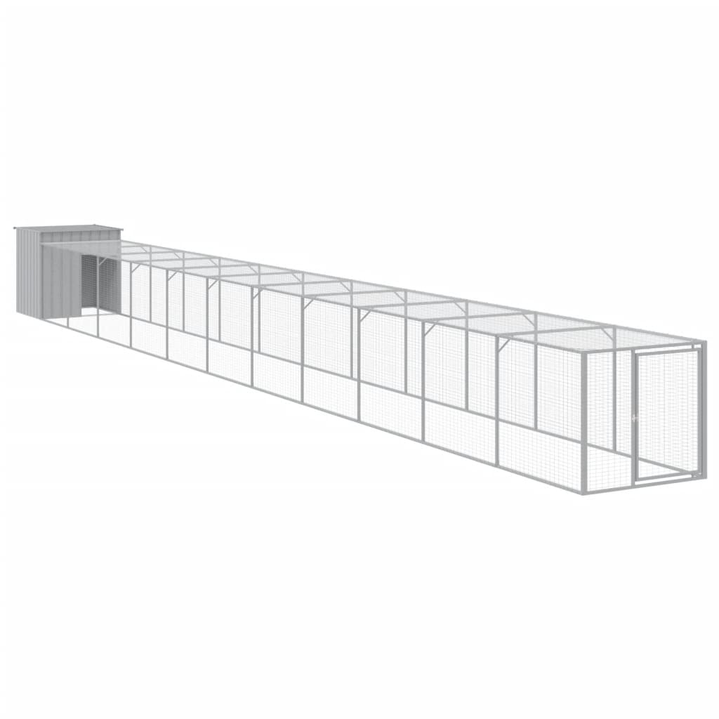 vidaXL Chicken Cage with Run Light Grey 110x1221x110 cm Galvanised Steel 2