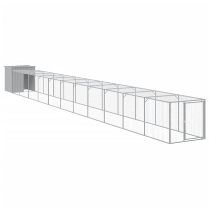vidaXL Chicken Cage with Run Light Grey 110x1221x110 cm Galvanised Steel 2