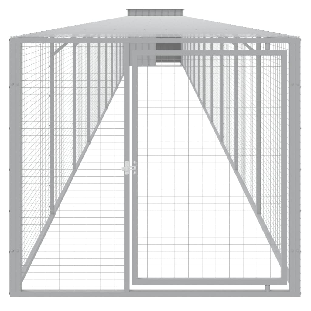 vidaXL Chicken Cage with Run Light Grey 110x1221x110 cm Galvanised Steel 3