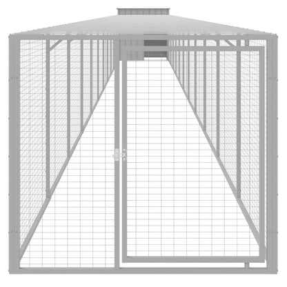 vidaXL Chicken Cage with Run Light Grey 110x1221x110 cm Galvanised Steel 3