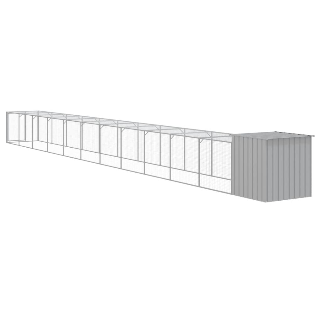 vidaXL Chicken Cage with Run Light Grey 110x1221x110 cm Galvanised Steel 5