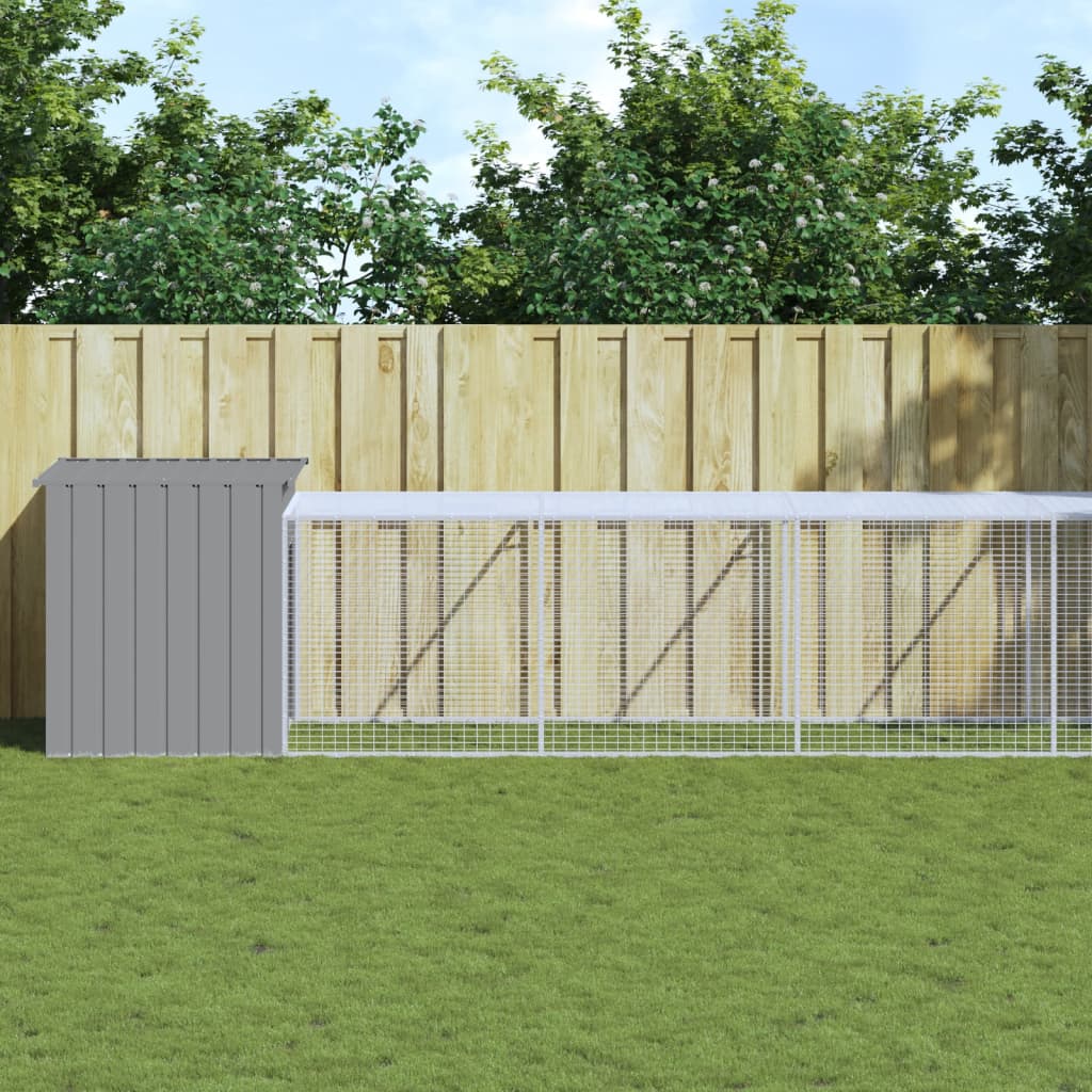 vidaXL Chicken Cage with Run Light Grey 110x1221x110 cm Galvanised Steel 1