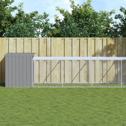 vidaXL Chicken Cage with Run Light Grey 110x1221x110 cm Galvanised Steel 1