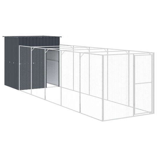 Dog House with Run Galvanised Steel 165 x 659 x 181 cm