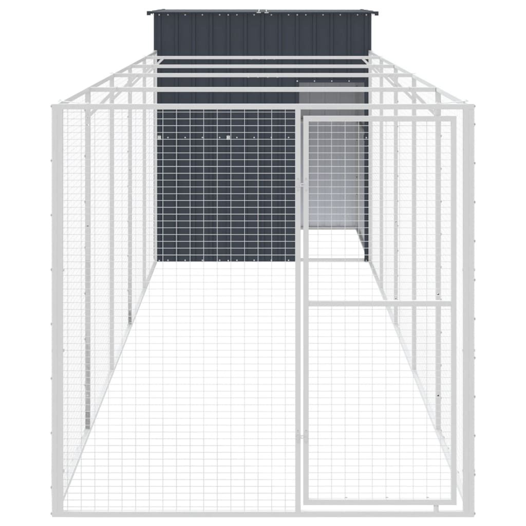 vidaXL Dog House with Run Anthracite 165x659x181 cm Galvanised Steel 3